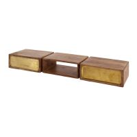 Fraaai Kelsie kaptafel 2L - brass/massief mango bruin
