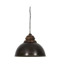 Light & Living Leia hanglamp - zwart zink/hout bruin