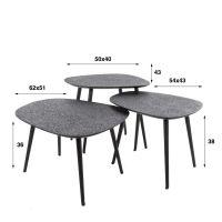 Fraaai Kiran organische salontafels - set van 3 - metallic - grijs