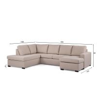 Vurna Eddie 3-zits hoekbank links stof - beige