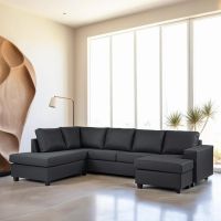 Vurna Nola 3-zits hoekbank links stof - antraciet