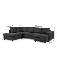 Vurna Nola 3-zits hoekbank rechts stof - antraciet