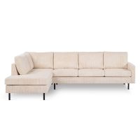 Vurna David 3-zits hoekbank links ribstof - beige