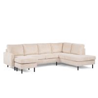 Vurna Silon 3-zits hoekbank rechts ribstof - beige