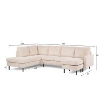 Vurna Silon 3-zits hoekbank rechts ribstof - beige