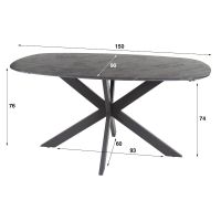 Fraaai Gabriel eettafel 150 cm deens ovaal - zwart bruin