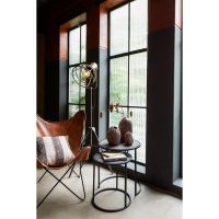 Light & Living Doba bijzettafel hout set van 2 - antiek mat zwart