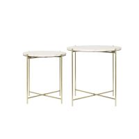 Light & Living Besot ronde bijzettafels set van 2 - marmer bruin/goud