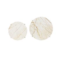 Light & Living Besot ronde bijzettafels set van 2 - marmer bruin/goud