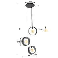 Fraaai Guus hanglamp 3L ring geperforeerd - charcoal