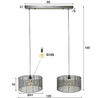 Fraaai Filip hanglamp 2L stringshade metaal - zwart nikkel