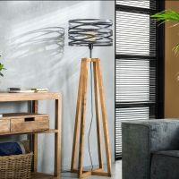 Fraaai Lewis vloerlamp twist houten kruisframe - grijs