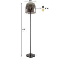 Fraaai Ariana vloerlamp 1L drift glas - smoke grijs