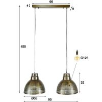 Fraaai Zoe hanglamp 2xø38 screen - brons antiek
