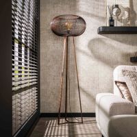 Fraaai Antoine vloerlamp 3-poot koper twist - zwart nikkel