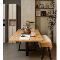 Combi-tablo - xl tafelblad eiken - 240x100 cm - Drenthe poot - naturel van het woonmerk Woood