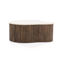 Eleonora Organische salontafel Mari - 83x72x34 cm - Mango hout & travertin