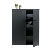 Kast Bruut 2-deurs grenen geborsteld diepzwart van het woonmerk WOOOD