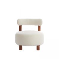 Light & Living Ferentino fauteuil - acacia hout/bouclé crème