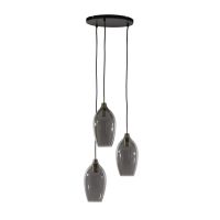 Light & Living Lukaro hanglamp 3L Ø35x32 cm - antiek brons/glas smoke