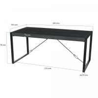 Livingfurn Norris eettafel 220x100 cm - zwart