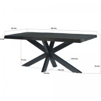 Livingfurn Norris eettafel 180 cm - zwart