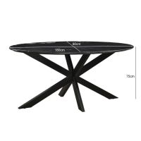 Livingfurn Eettafel Marble Zwart 180 cm Ovaal