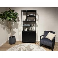 Livingfurn York vakkenkast - 90 cm - mangohout - zwart