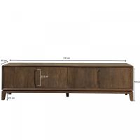 Livingfurn Cortez tv meubel 210cm - donkerbruin