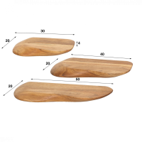 Fraaai Boka organische wandplank - set van 3 - naturel