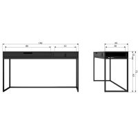 Woood Silas bureau essen blacknight 140x44 cm