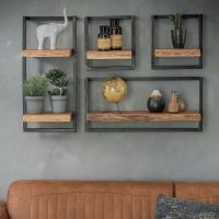 Fraaai Woody metaal wandplank 30x65 cm