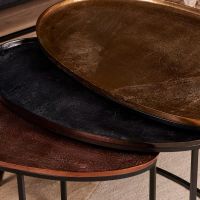 Starfurn Ovale salontafels Raley - set van 3 - goud/zwart/koper