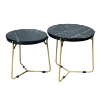 Starfurn Salontafel Caly set van 2 - Ø45 cm - zwart marmer