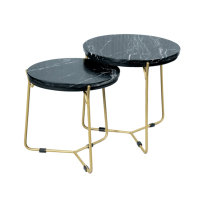 Starfurn Salontafel Caly set van 2 - Ø45 cm - zwart marmer