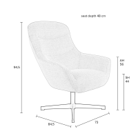 Yuki lounge chair stof wit van het woonmerk Puur