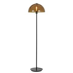 Mellan vloerlamp - mat zwart/glas bruin