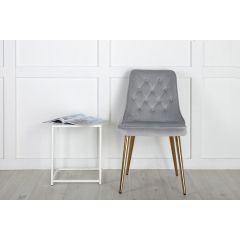 Sino eetkamerstoel - gouden poot - velvet - beige