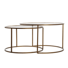 Ferati salontafel glas/goud | set van 2 van het woonmerk Light & Living