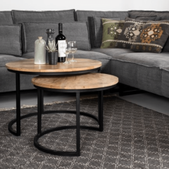 Ronin ronde salontafels ø70/ø55 mangohout naturel | set van 2