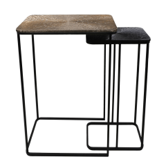 Fletcher bijzettafel aluminium goud  rechthoek | set van 2