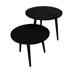 Verona ronde bijzettafels ø60/ø50 mangohout/mdf zwart | set van 2