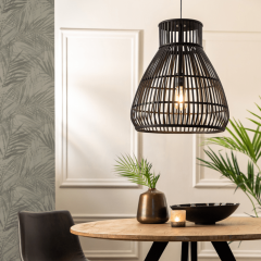 Timaka hanglamp Ø46x51 cm rotan zwart van het woonmerk Light&Living