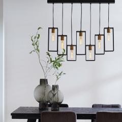 Marley hanglamp 7L mat zwart/antiek brons van het woonmerk Light&Living