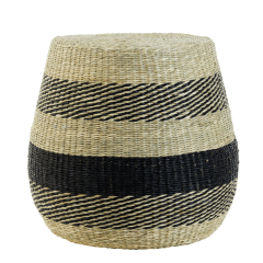 Waipen poef Ø45x42 cm zwart/naturel van het woonmerk Light&Living