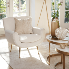 Vinstra fauteuil bouclé wit/goud van het woonmerk Light&Living