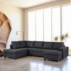 Nola 3-zits hoekbank links stof - antraciet