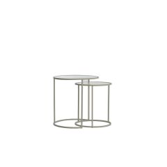 Talca bijzettafel set van 2 - rib glas/crème
