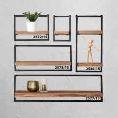 Woody metaal wandplank - bundel set van vijf 100x100 cm