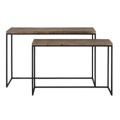 Camasca sidetable set van 2 - zwart/hout